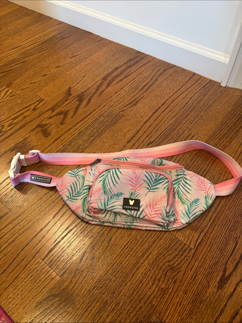 Frenchi Pink & Green Tropical Print Crossbody Waist Bum Bag